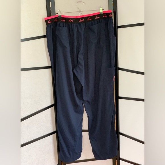 Koi Lite Slim Fit Style #720 Scrub Pants ~ Blue with Pink/Black Band 3X - Picture 6 of 12